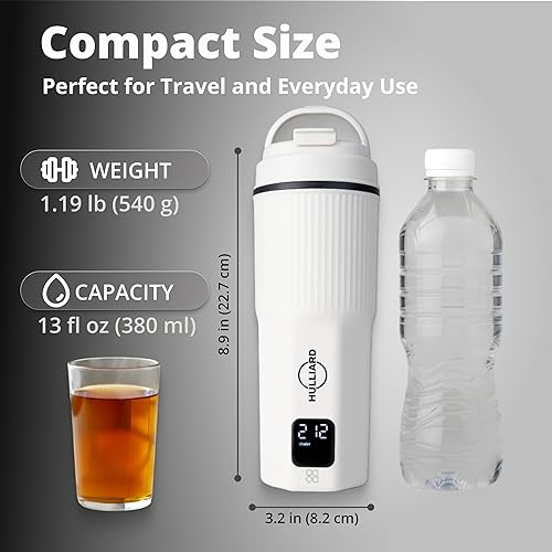 Vista 6 de Hervidor eléctrico de viaje, acero inoxidable 316, hervidor de té portátil y calentador de agua, caldera de agua portátil de 15.2 fl oz, 6 ajustes