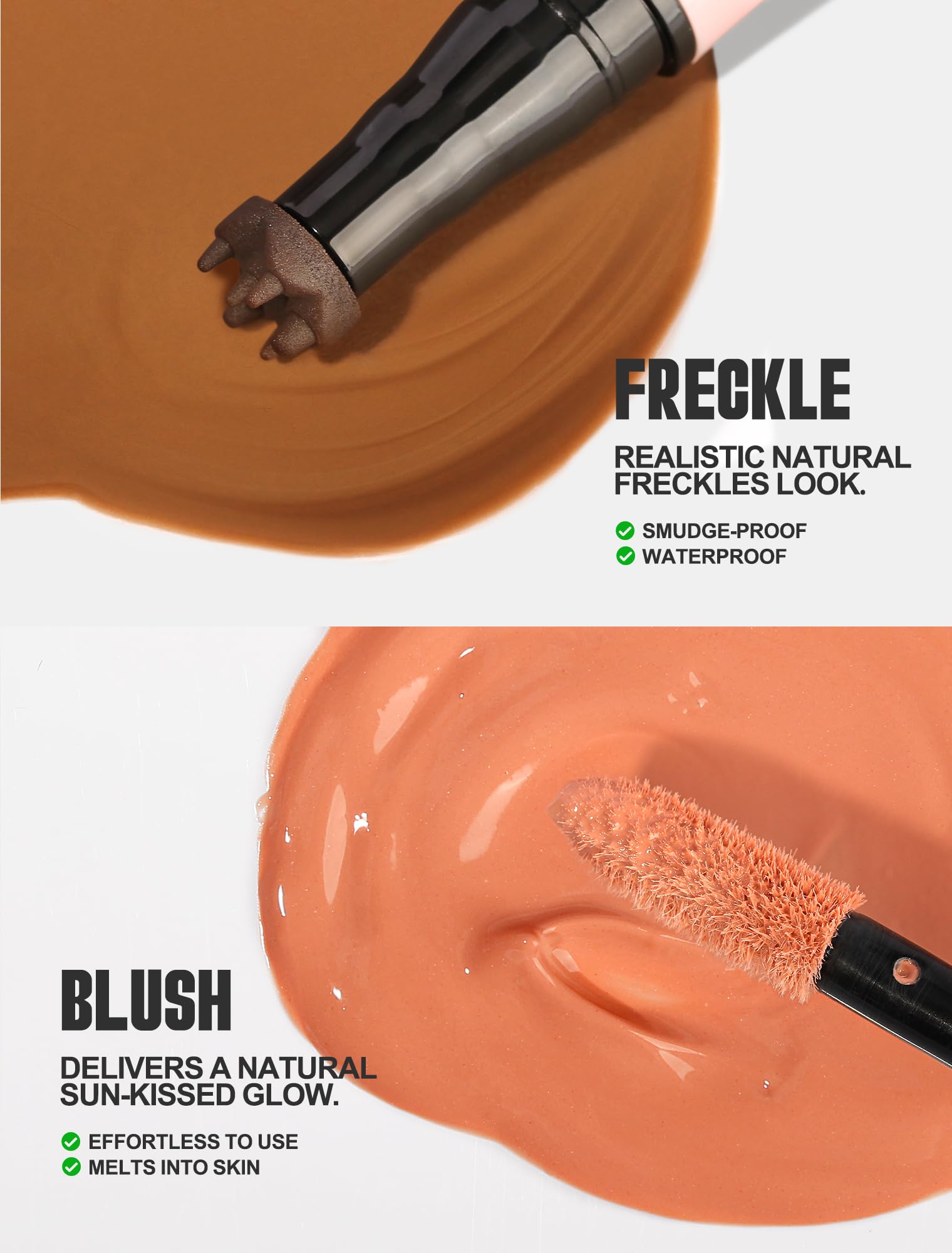 Anglicolor Penna blush per lentiggini,Pennarello per lentiggini finte 2 in 1,fard liquido rosa tenue,naturale,realistico,impermeabile,a lunga durata,ad asciugatura rapida (02 MOCHA)