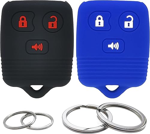 Funda de silicona para llavero de 3 botones, protector sin llave compatible con Ford E150 E250 E350 F150 F250 F350 Edge Escape Expedition Explorer