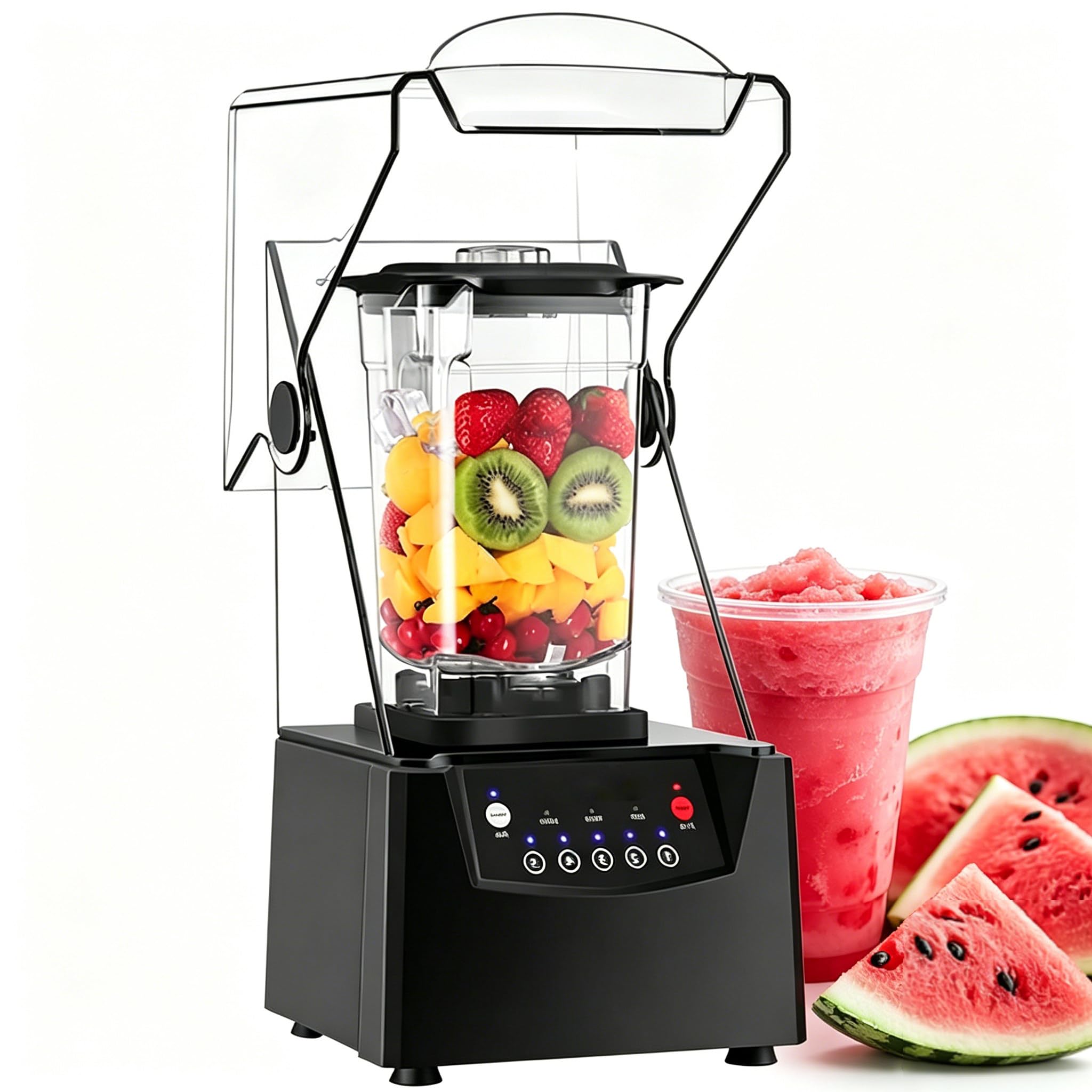 Cichy Blender Komercyjny, 1500 W, Blender do Soków i Warzyw, z Cichą Obudową, do Puree, Kruszenia Lodu, Koktajli i Smoothie