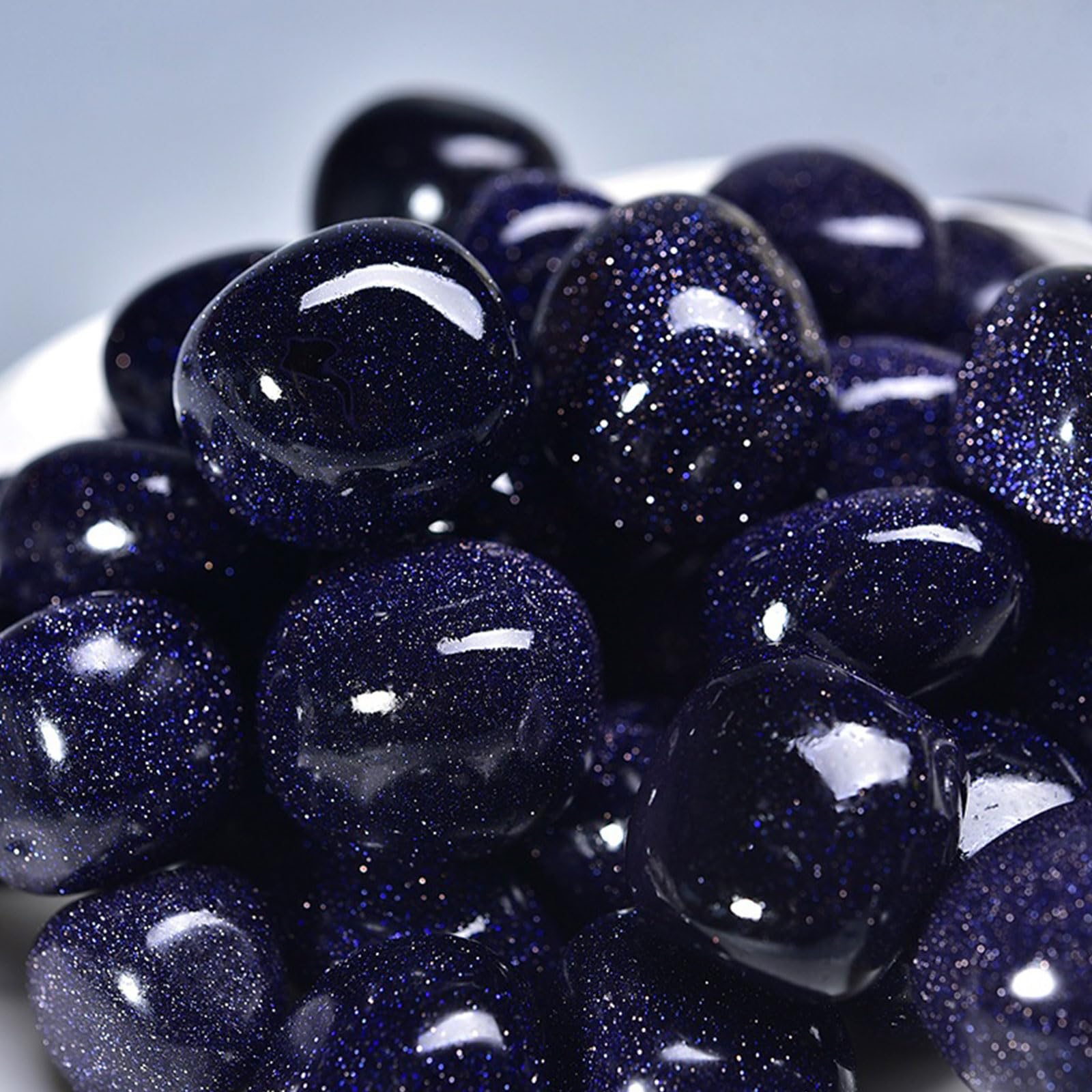 Blue Goldstone caído de Piedras civilizadas a Granel Muestra de Piedra Preciosa de curación Pulida Natural Natural para Reiki, meditación, decoración (Aprox. 1 libra/460g),20~30mm