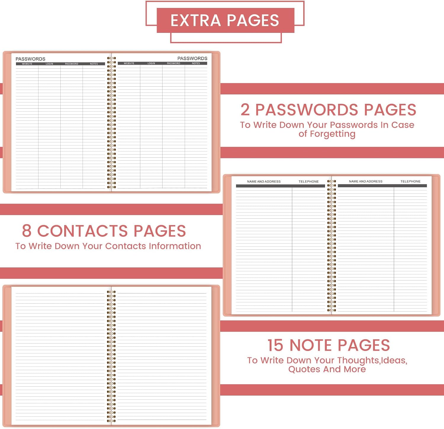 2026-2027 Monthly Planner - 2026-2027 9'' x 11'' Monthly Planner/Calendar from JUL. 2026 - DEC. 2027, 12-Months Calendar Spiral Bound with Soft Leather Cover, 15 Note Pages, Tabs, Inner Pocket image 4