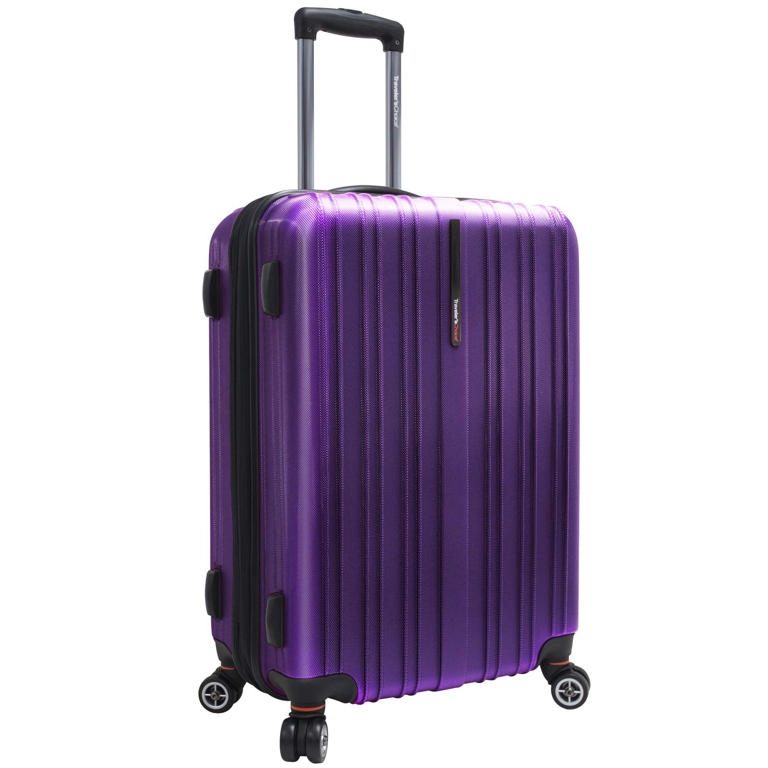Traveler's Choice Tasmania 100% Pure Polycarbonate Expandable Spinner Luggage, Purple, Checked-Medium 24-Inch