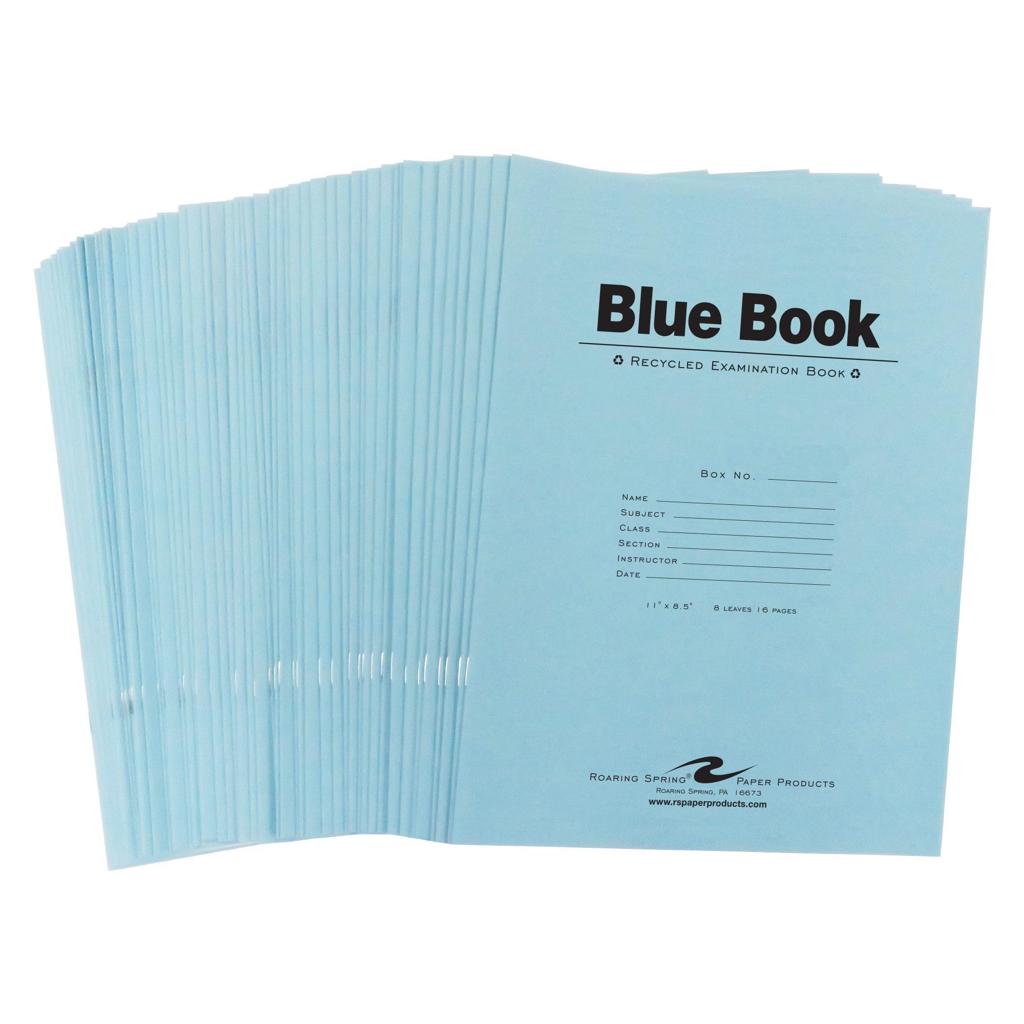Carnet d'examen Roaring Spring premium papier recyclé avec marge de correction
