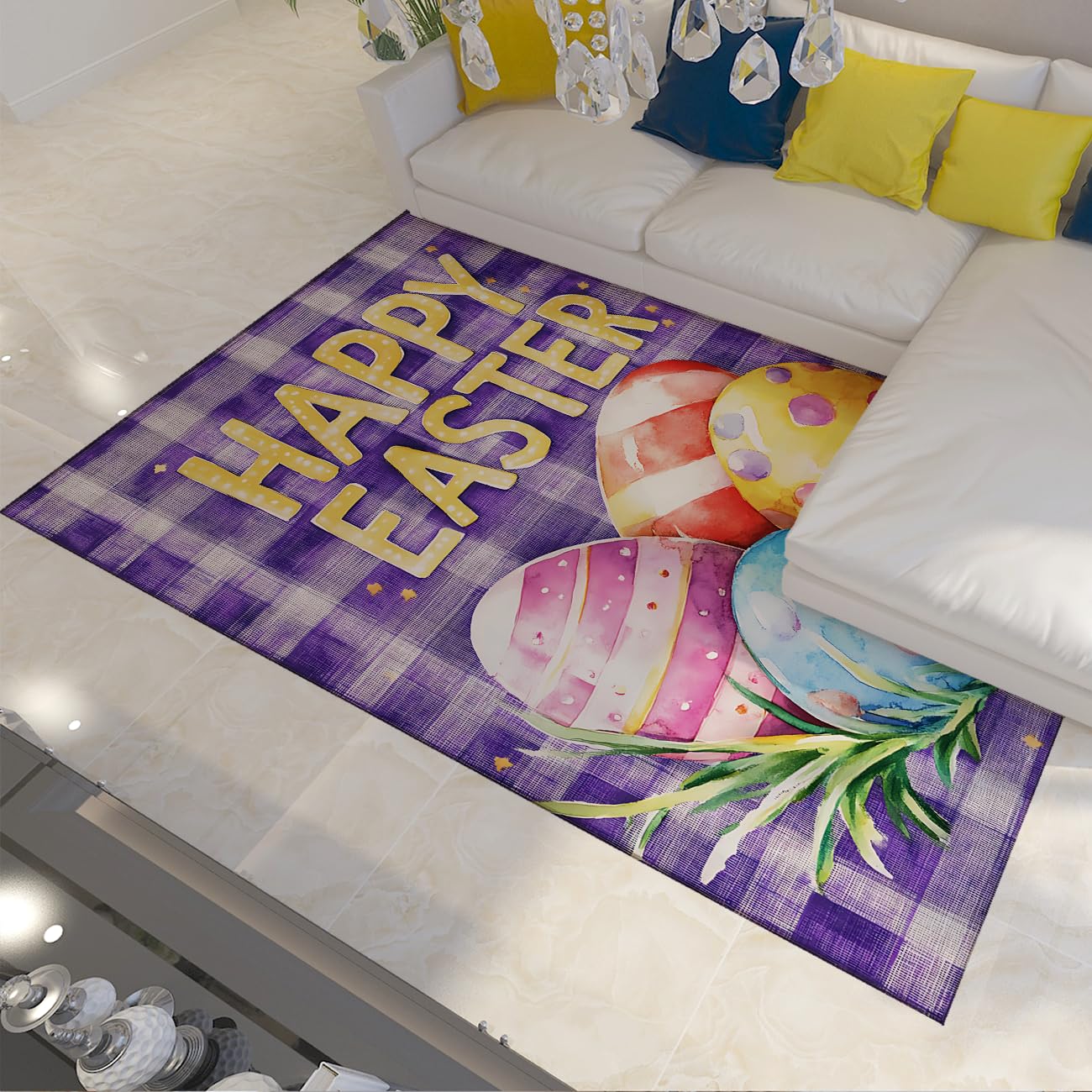 Tapis de style vintage violet 90x150cm antidérapant pour entrée