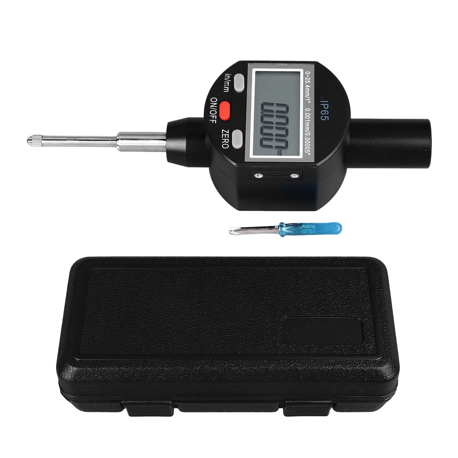 ViaGasaFamido Indicador de Cuadrante Pantalla Digital Indicador de Cuadrante de Rango de 0 a 25,4 Mm Resolución de 0,001 Mm Herramienta de Medición de Aleación de Aluminio para Maquinistas de