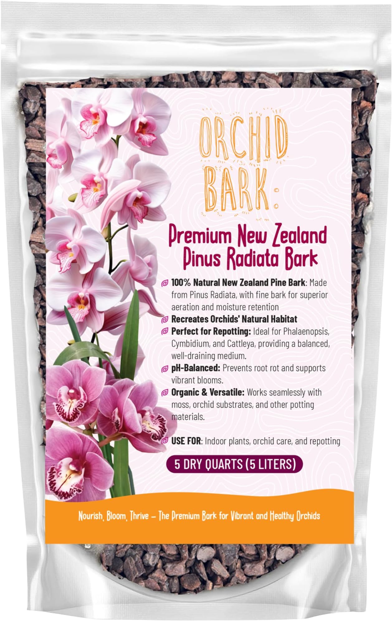 - Premium Orchid Bark for Potting Mix – Ready-to-Use Pine Bark for Indoor Plants, Orchid Repotting & Soil Mix Creation, Ideal Orchid Medium (5 Quarts)