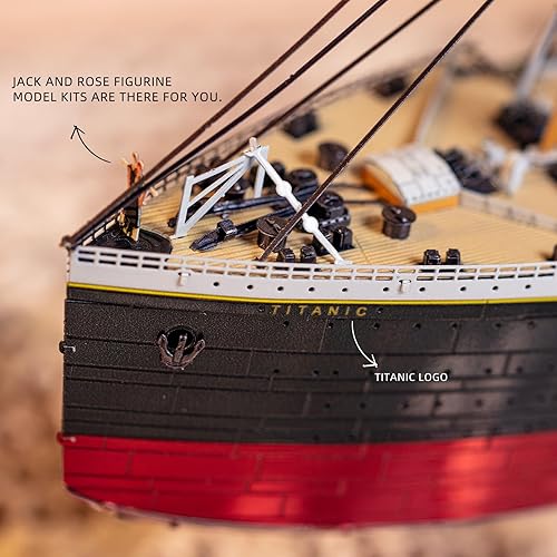 Miniatura 6 de MU Rompecabezas de metal 3D para adultos, edificio de modelo de barco Titanic con iluminación LED, RMS Titanic Ocean Liner Kit de modelos de
