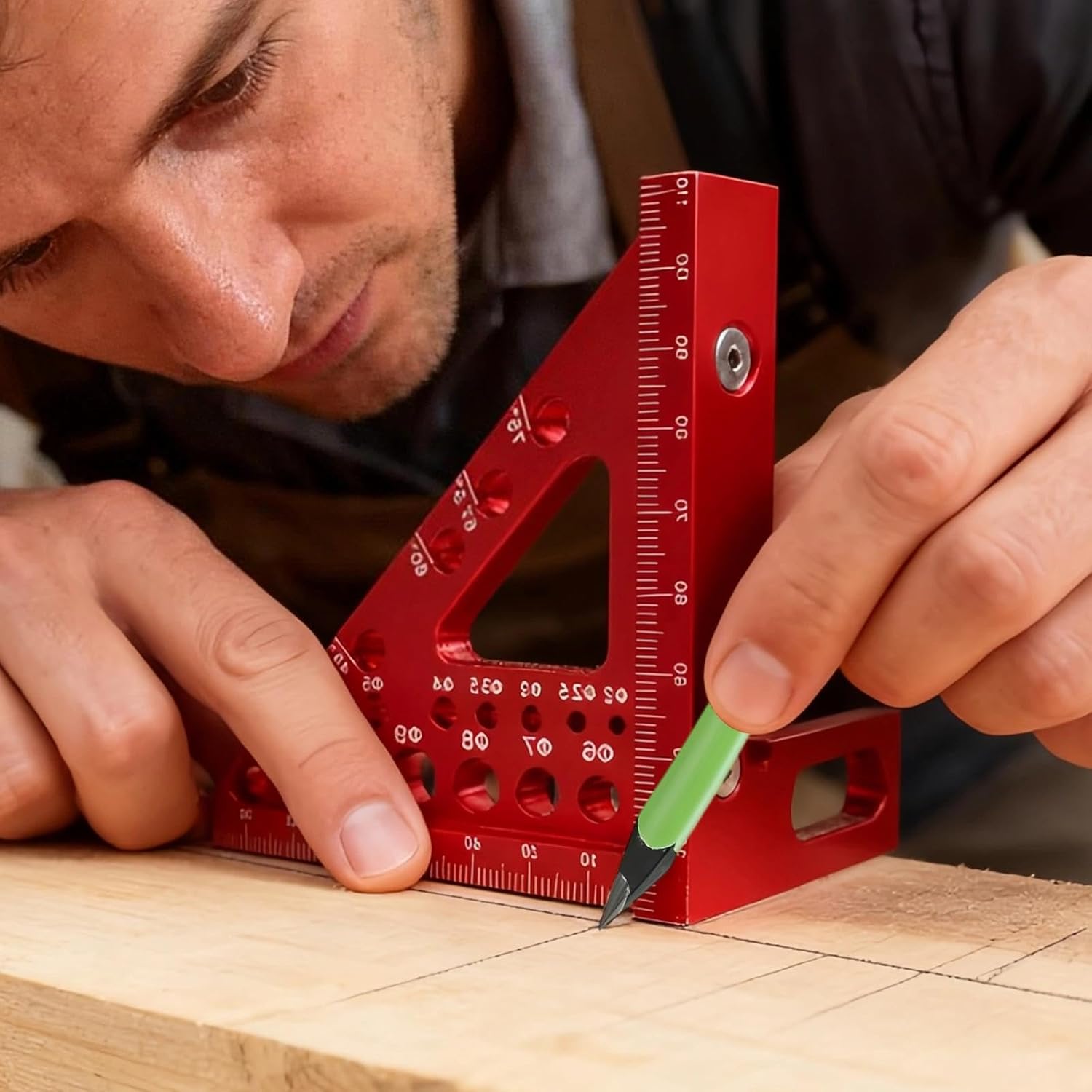 3D Miter Square, Multifunctional Measuring Tools for Woodworking, Multi-Angle Measuring Ruler with 10 Pencils, 22.5-90° 3D Carpenter's Angle, for Woodworking and DIY Projects