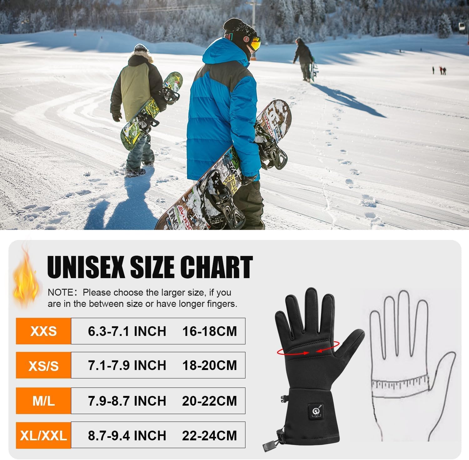 Upgraded Heated Glove Liners for Men Women, Rechargeable Electric Battery Heated Gloves Windproof Winter Glove Liners Thin Gloves Hand Warmer for Ski Snowboarding Hunting - Image 6