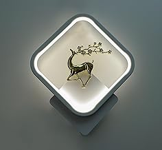 DOJI Wall Lights, Stylish Wall lamp | Wall Light | Wall lamp for Living Room | Fancy Lights for Wall, Bedroom, Home Decoration, Color-Warm White+Natural White+Cold White (White(Square)-Deer)
