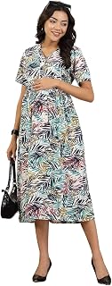 ZELENA Maternity Zipless Feeding Dress for Women | 100% Rayon Pre & Post Pregnancy Floral Printed Dress for Pregnant Woman... Price In India