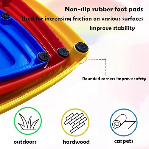 Miniatura 4 de 15 piedras de equilibrio de plástico antideslizantes para niños, hasta 220 libras para carreras de obstáculos, juego de coordinación juguetes