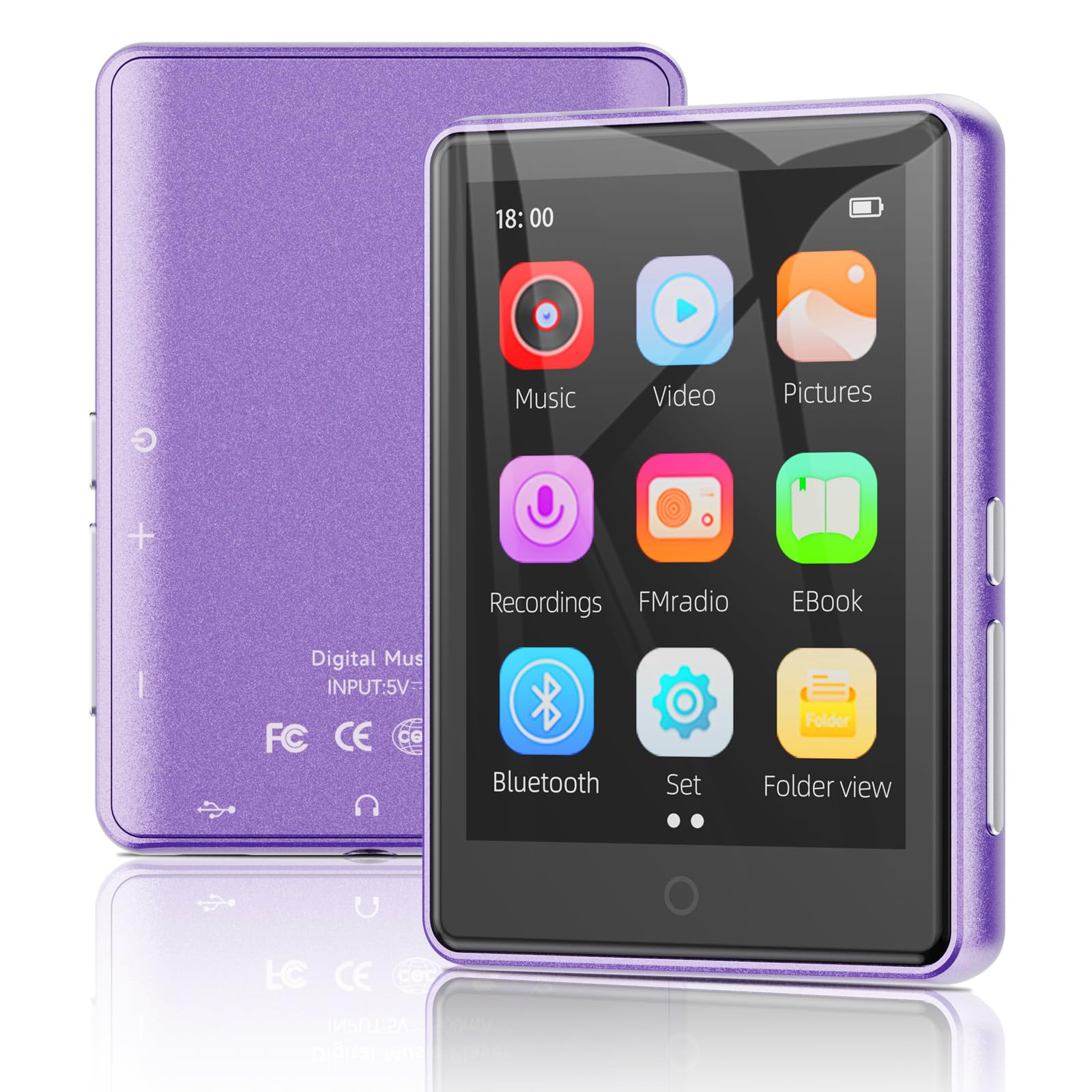 64 GB Lettore MP3 Bluetooth 5.3, touchscreen da 2,8 pollici, audio HiFi, lettori MP3 e MP4 per bambini, altoparlante integrato, registrazione, radio FM, espandibile fino a 128 GB, adatto ai bambini
