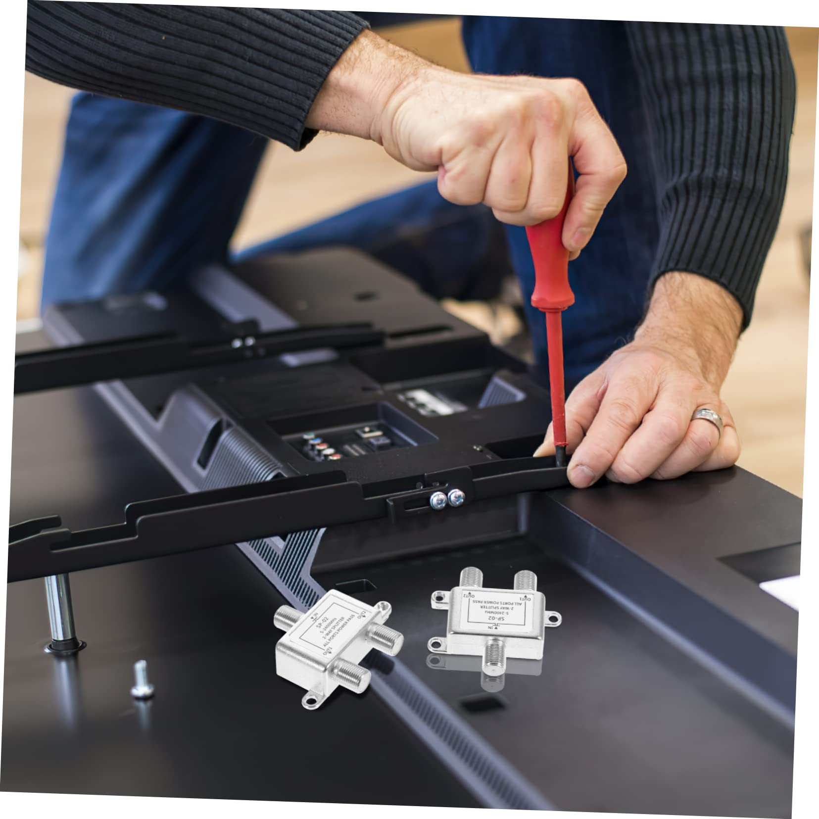 KALLORY Cable Splitter Dual Output Splitter for High-Speed Internet and Tv Compatible for Cable Tv and Amplified Antennas