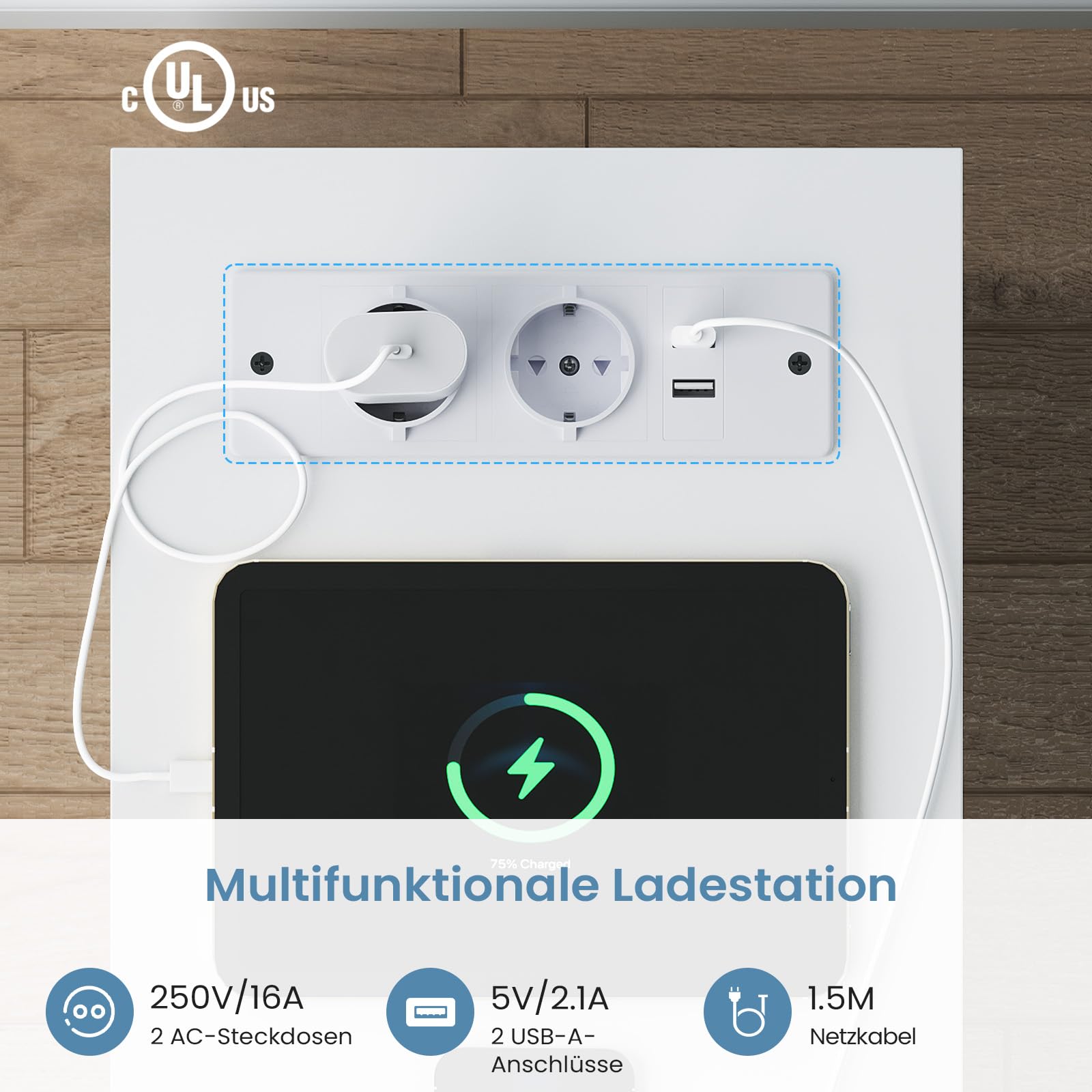 Brinlawb Nachttisch Schmal mit Ladefunktion und LED-Beleuchtung, Nachtschrank mit 3 offenen Fächern, 2 Schubladen Beistelltisch Schmal Sofatisch für Wohnzimmer, Schlafzimmer, Perfekt für kleine Ecke