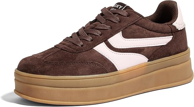 LUCKY STEP Platform Sneakers pour les femmes Mode Retro Gum en caoutchouc épais Sole confortable Tennis Skate Trainer Classic Chaussures de marche Casual Streetwear