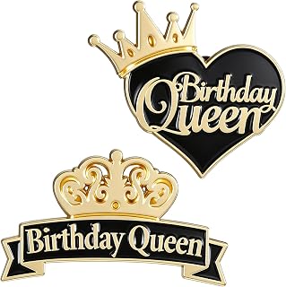 2pcs Birthday Pin for Women, Black Gold Birthday Pin Brooches, Birthdays Party Lapel Pins Accessories for Women