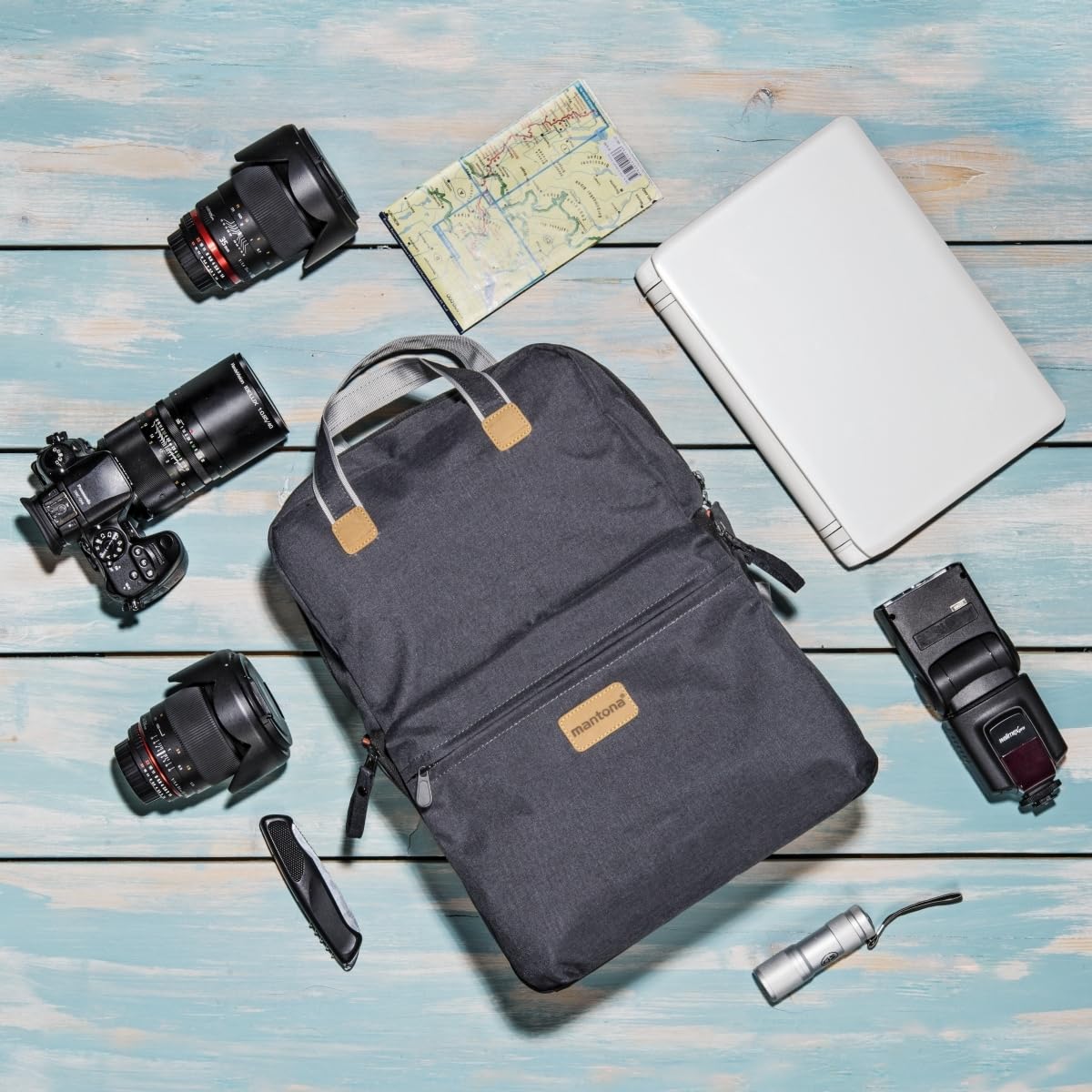 Mantona Urban Companion Fotorucksack und Tasche, anthrazit, 450mm