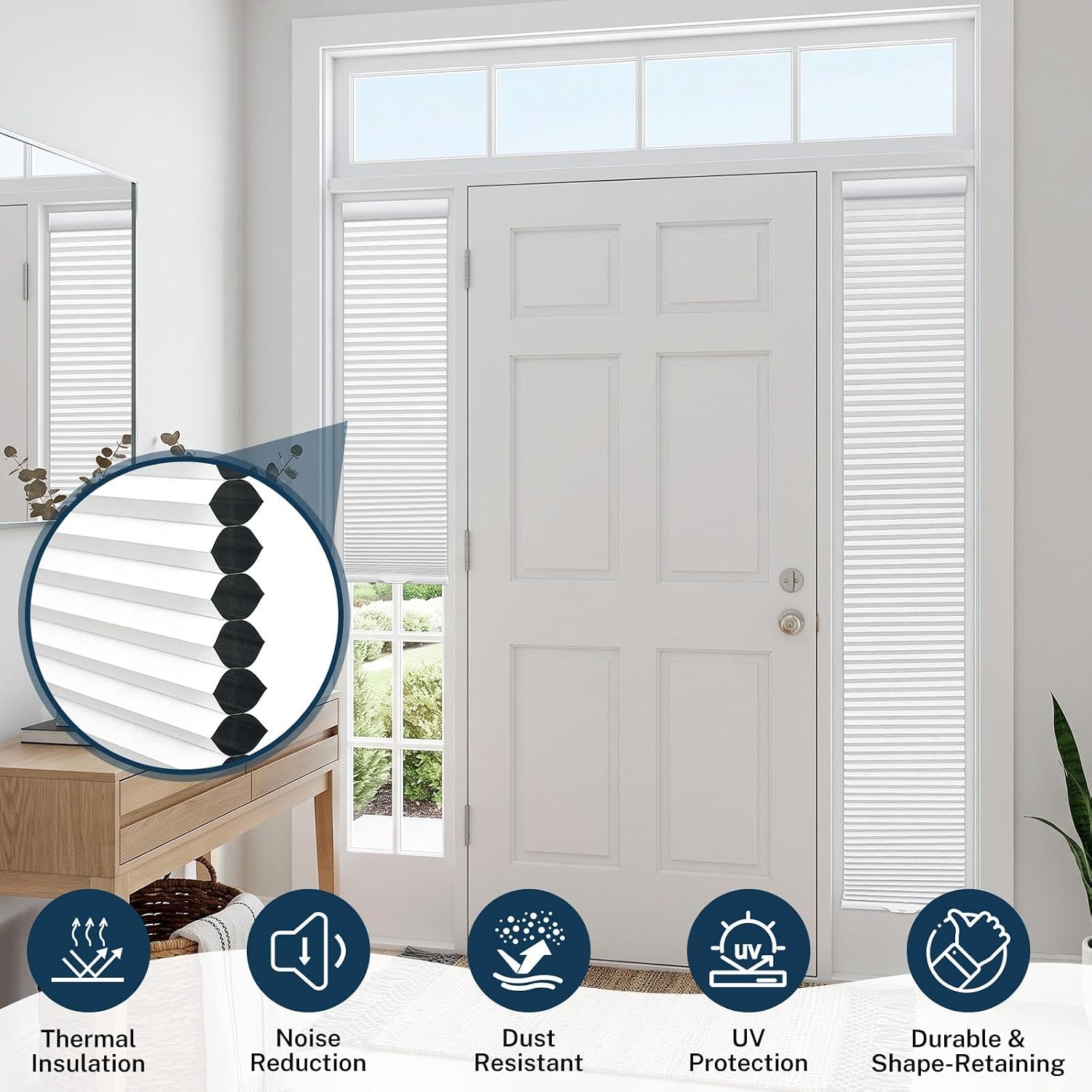Sidelight Cellular Shades, Blackout, White, 10" W x 72" H