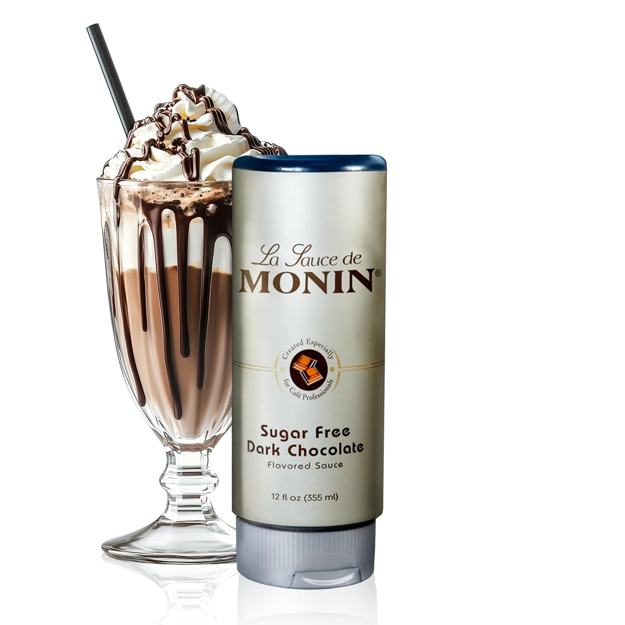 Sugar Free Dark Chocolate Sauce, Velvety and Rich, Great for Desserts, Coffee, and Snacks, Gluten-Free (12 Ounce)