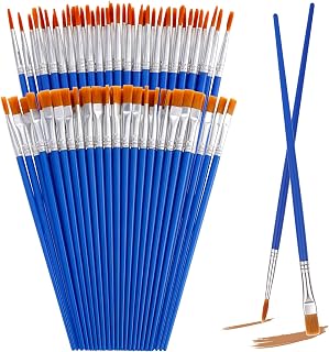 120 Pcs Artist Paint Brushes Set - Flat Tip, Round Acrylic, and Miniature Detail Liner Brushes - Perfect for Classroom, Watercolor, Canvas, Face Painting, and Fine Touch Ups