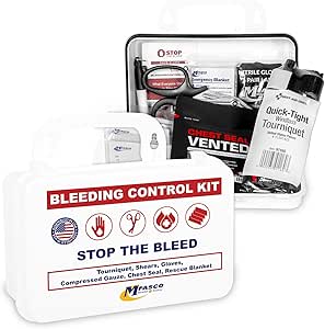 MFASCO 10-Piece Stop The Bleed - Bleeding Control Kit, Tourniquet, Gauze, Chest Seal, Portable