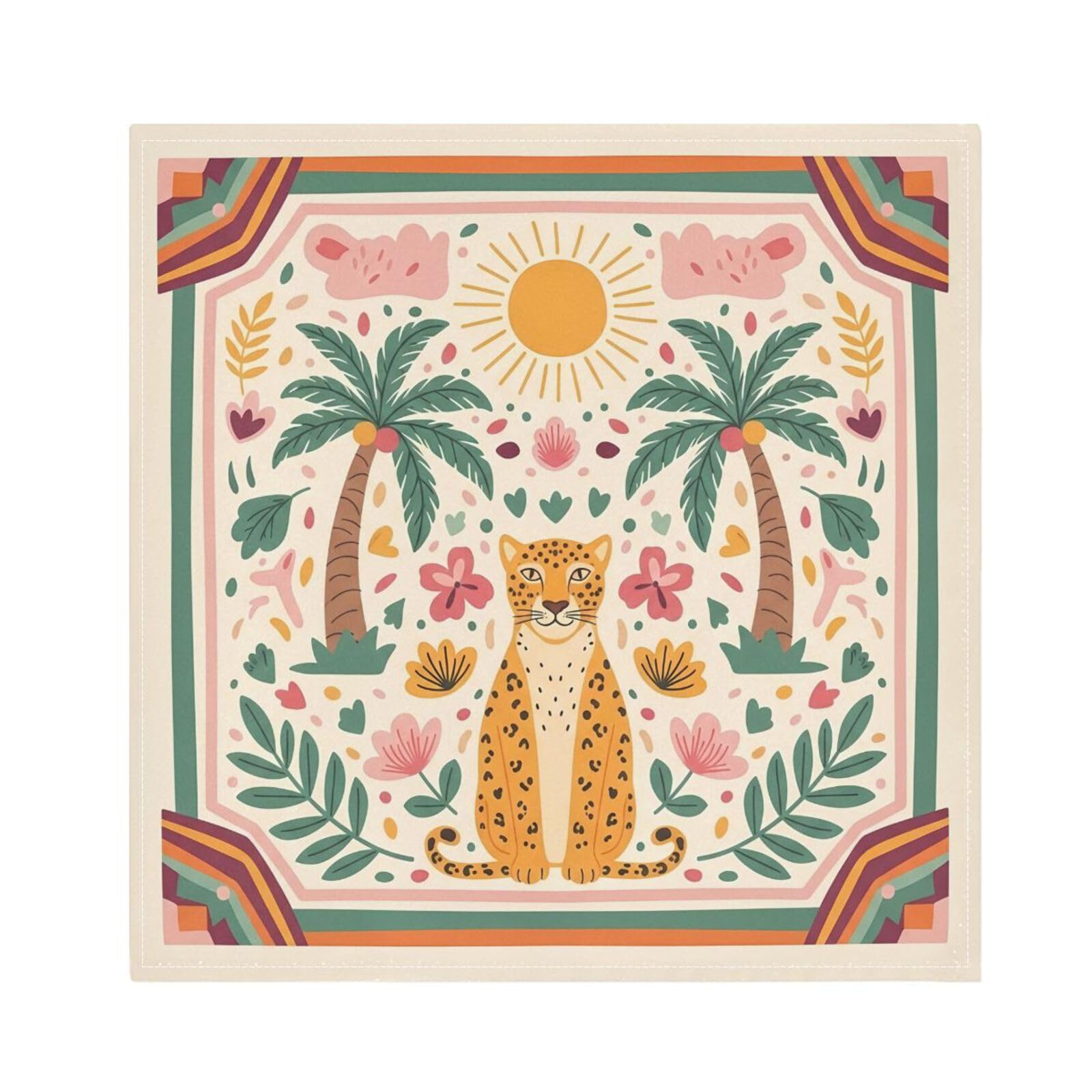 Ewusp Cute Elephant Mandala Washable Cloth Napkins 50x50 cm Absorbent & Reusable Dinner Napkins for Wedding Party Dining Banquet, 6 Pack
