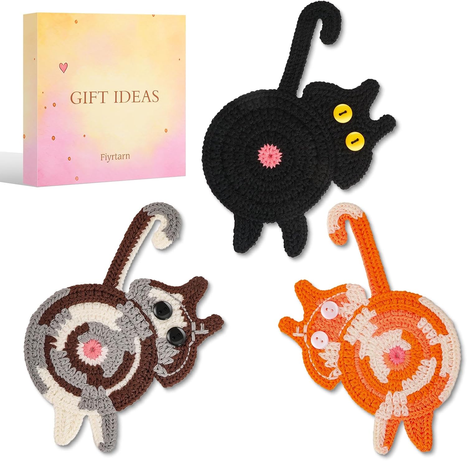 Cat Gifts for Women Sister Cat Lover Friend Funny Home Decor Drink Coaster