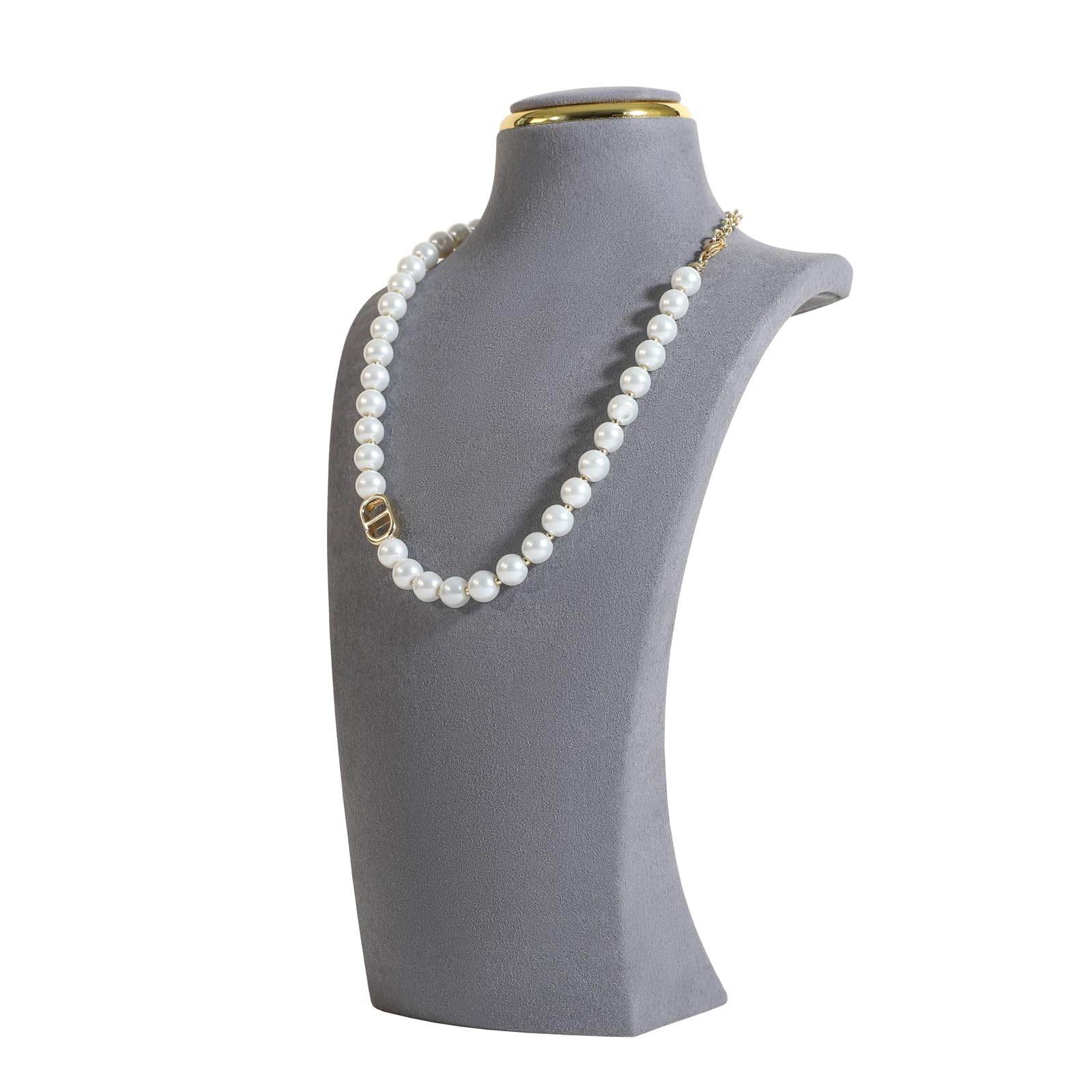 GemeShou Grey necklace display stands for selling, Velvet necklace storage organizer, Necklace mannequin jewelry bust holder for boutique store【Grey-Medium height 26 cm】