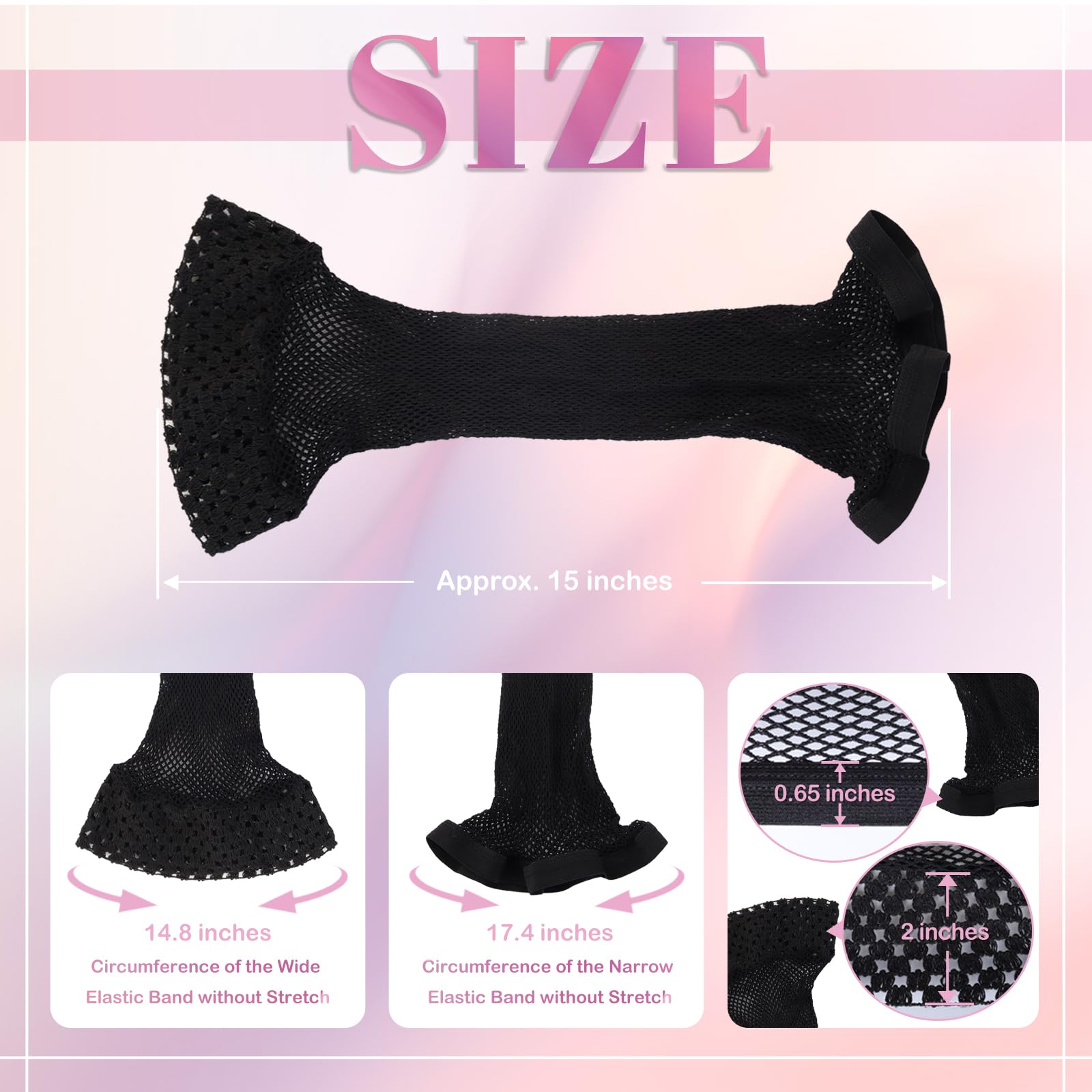 MYKURS Extra Long Mesh Wig Caps for Long Thick Hair Hair Net to Hold Wig in Place, Black 2 PCS - Image 2
