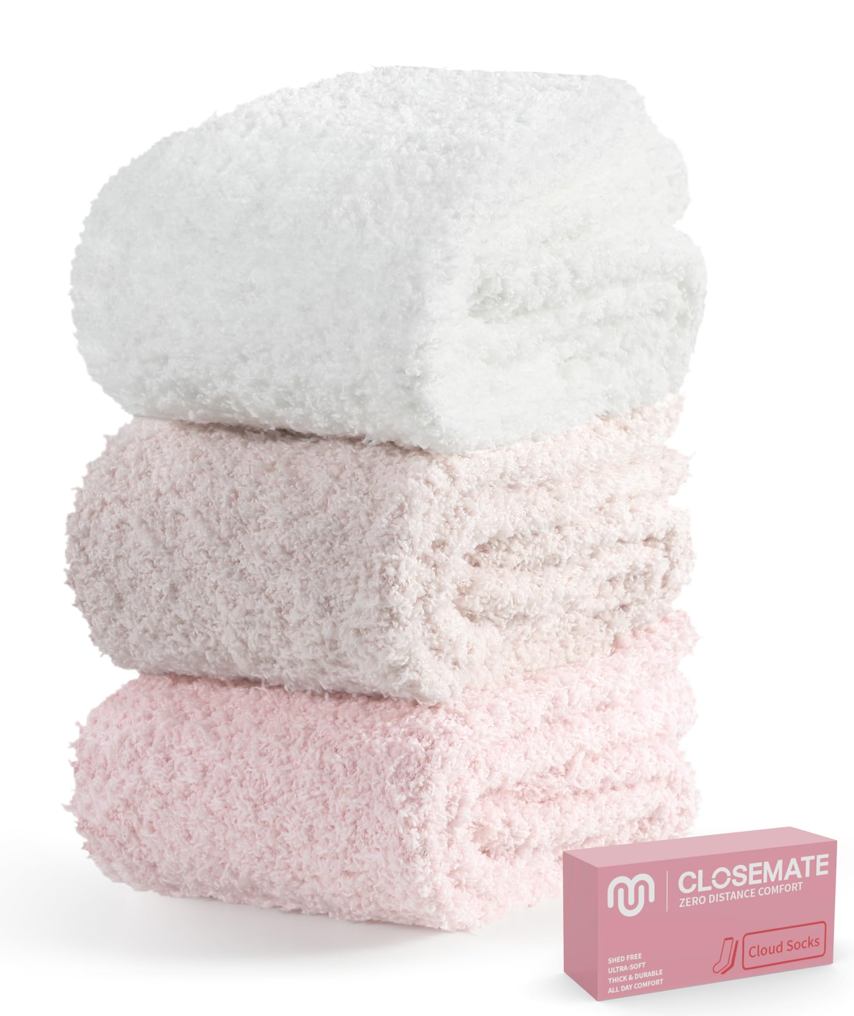 CLOSEMATE Chaussettes Chaudes Femme 35-38 39-42 en Polaire Doux Élastique Épaisse Chausson Maison Hiver 1 ou 3 Paires
