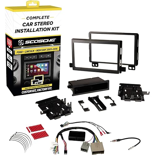 Scosche FD0514DDCS Double DIN Radio Install Dash Kit Compatible with Select 2005-16 Ford, Lincoln or Mercury Vehicles - Complete Car Stereo Installation Kit - See Fit Guide Image to Verify Vehicles