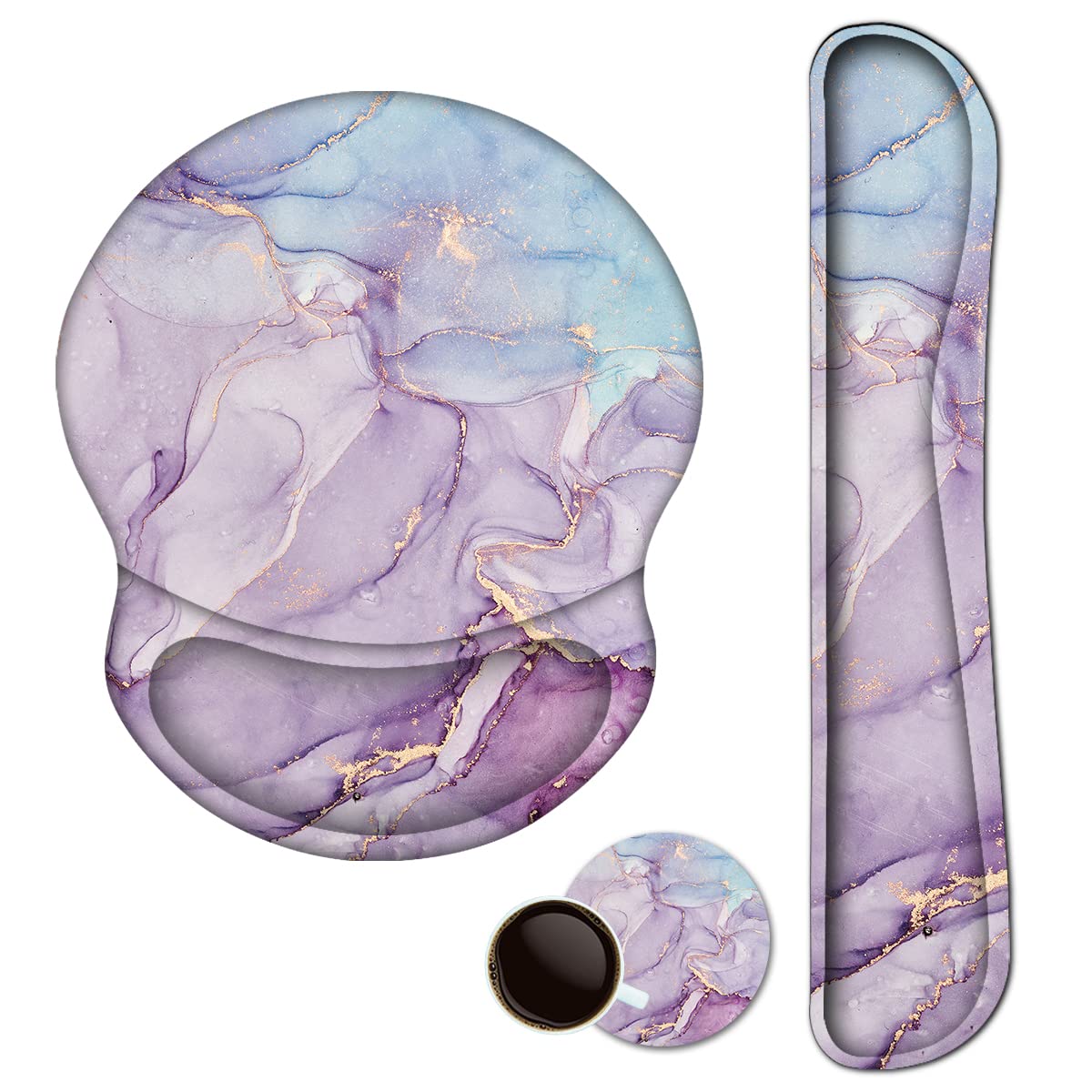 ArtSo Mouse Pad Keyboard Wrist Rest Support Ergonomic, Upgraded Cushion Mousepad Gel Memory Foam Non-Slip Rubber Base Pain Relief & Easy Typing for