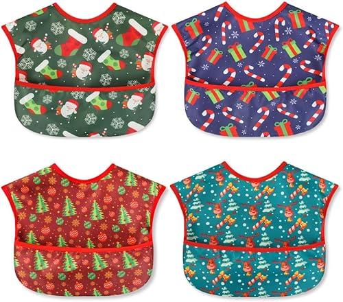 Miniatura 20 de Baberos para bebé impermeables, babero para niños pequeños - Babero de alimentación con bolsillo para bebé niño niña lavable 6-36M