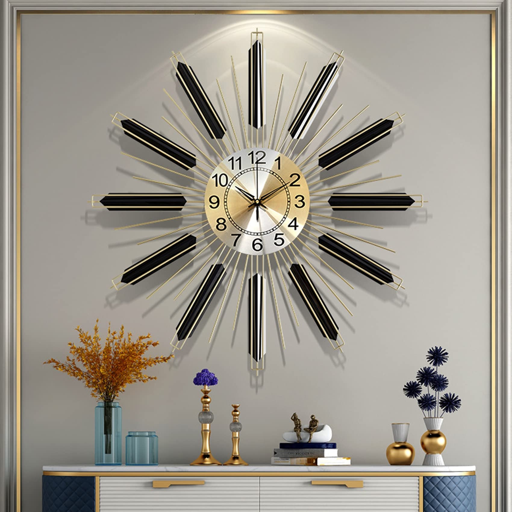 Reloj de Pared para decoración para Sala de Estar, Relojes de Pared Grandes de Metal, diseño artístico silencioso, Relojes de Pared Modernos para decoración de Dormitorio y Cocina