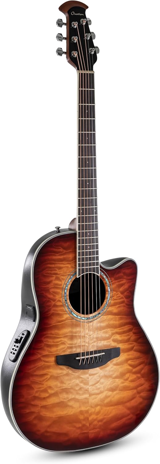 Ovation Celebrity Traditional Plus E-Acoustic Guitar CS24X-7C, CS/Mid/Cutaway, Cognac Burst Gloss