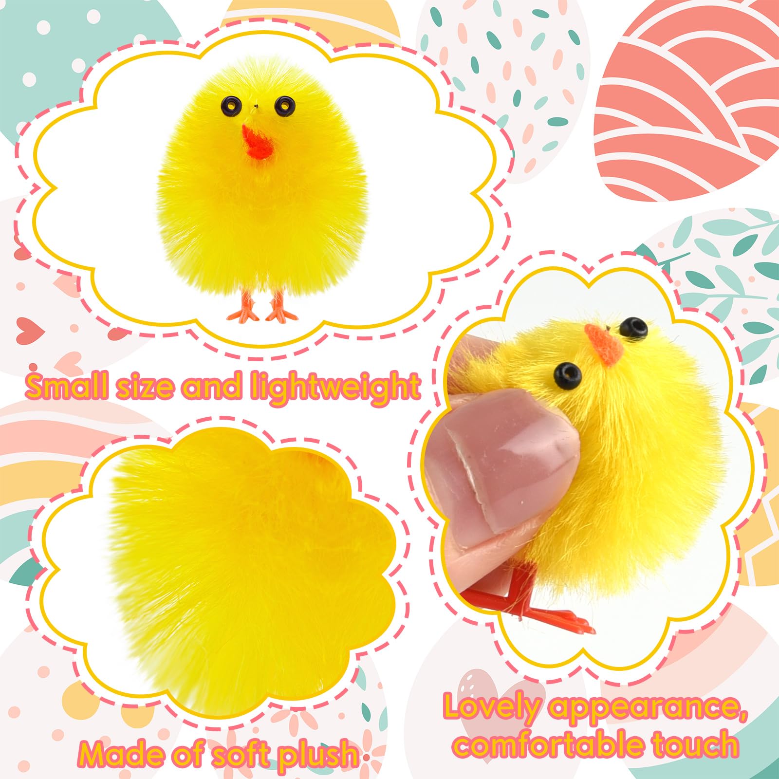 PLULON 36 Piezas Pollitos Amarillos de Pascua, Pollitos Esponjosos de Felpa para Decoración de Huevos, Fiestas de Búsqueda de Huevos y Detalles de Pascua