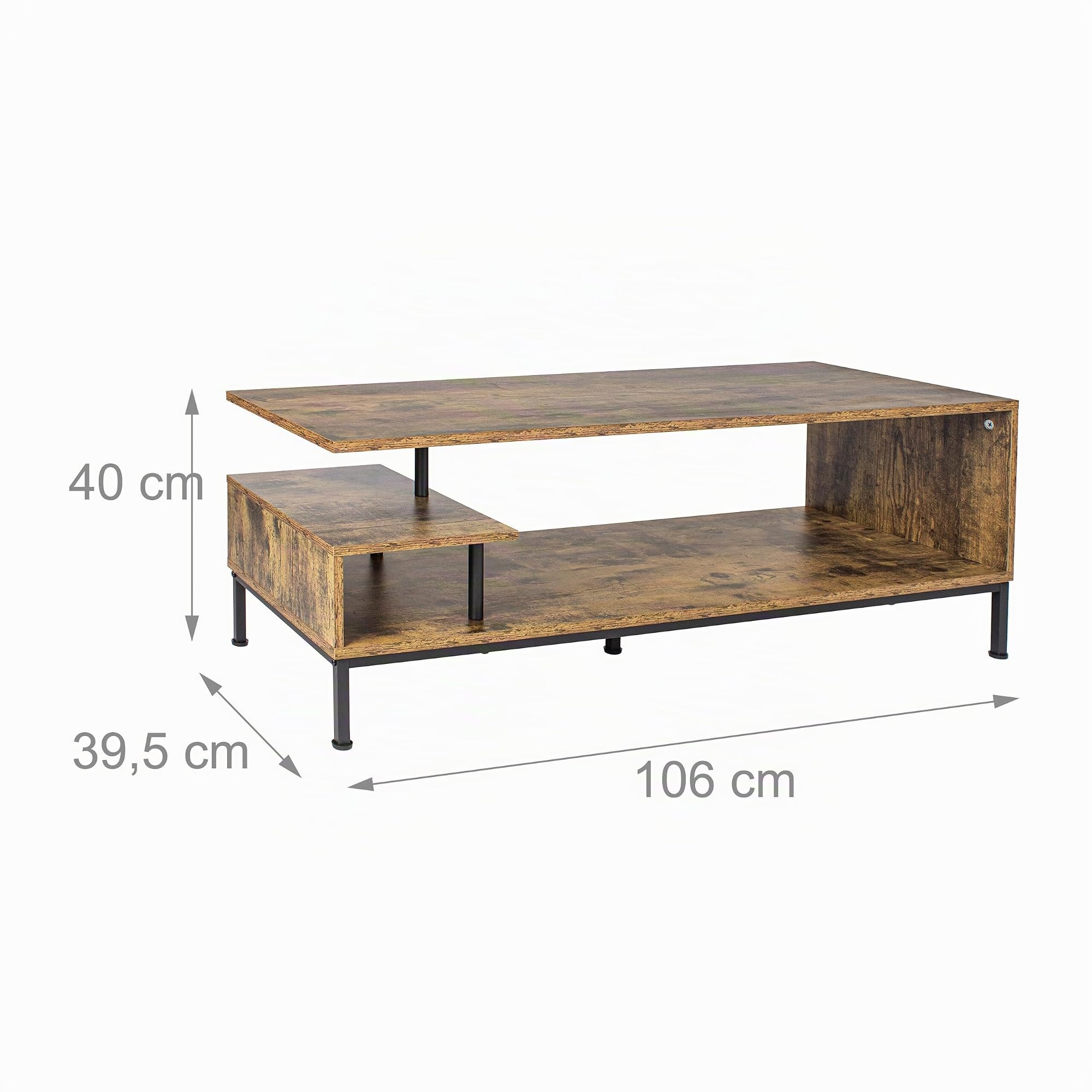 Relaxdays TV-Lowboard, 3 Ripiani, Mobile TV Aperto Fino a 55", A x L x P: 40 x 106 x 39,5 cm