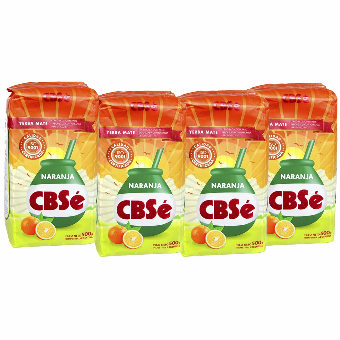 CBSe Yerba Mate 1.1 lb for a Hot or Cold Brew, Fresh and Organic – Orange (4 Pack)