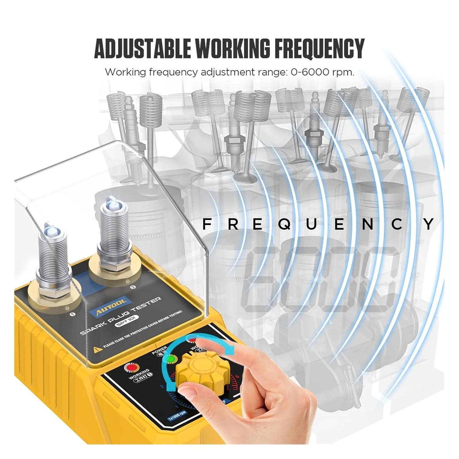 SPT101 Car Spark pl-UG Tester with Auto Adjustable Double Detector Ignition pl-UG Analyzer 110V 220V for 12V Vehicles(European Type)