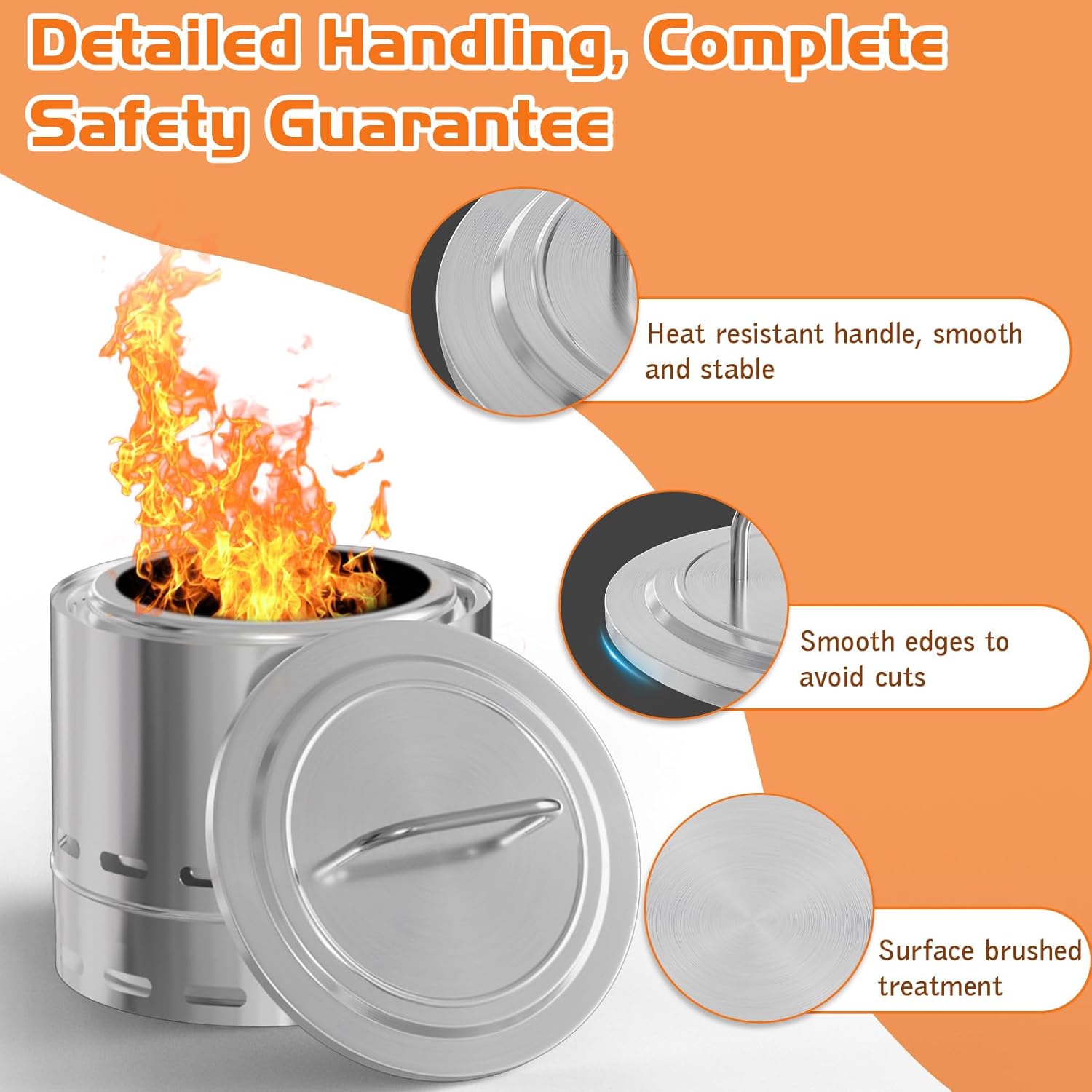 Fire Pit Lid for Solo Stove Bonfire 2.0, 19.5 Inch 304 Stainless Steel Fire Pits Round Cover Lid with Heat Resistant Handle, Solo Stove Accessories for Bonfire and Other 19.5" Outdoor Firepit