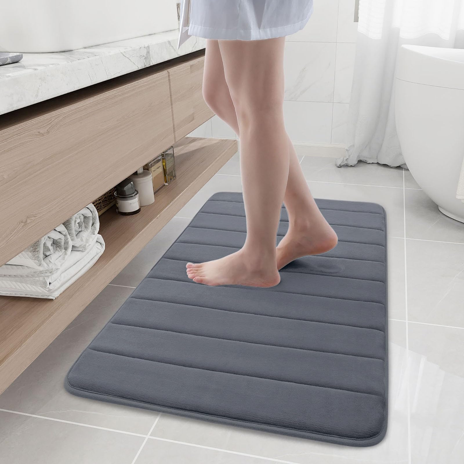 Buganda Memory Foam Bath Mat, 40" x 24", Ultra Soft and Non-Slip Bathroom Rugs, Water Absorbent and Machine Washable Bath Rug Runner for Bathroom,