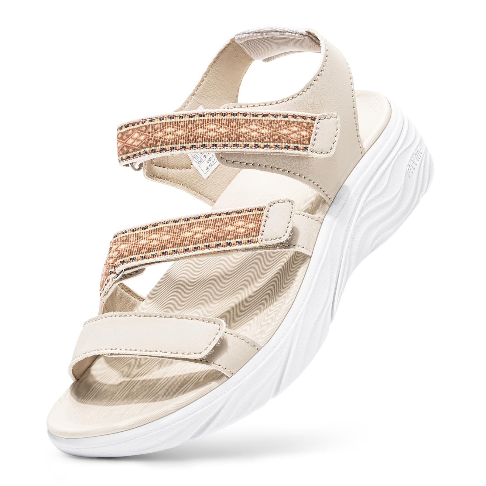 FitVille Weit Sandalen Damen Sommer Bequeme Plateausandalen Atmungsaktiv Leichte Keilsandalen mit Verstellbarer Klettverschluss