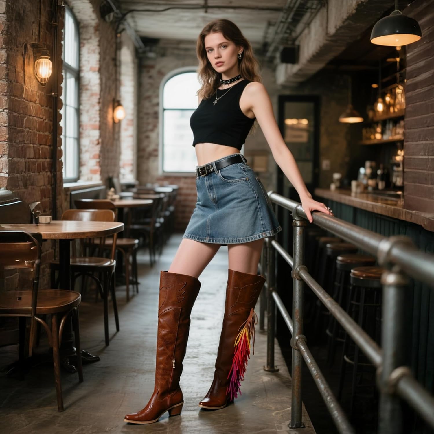 FancyQueen Faux Fur Boots for Women Knee High Furry Heel Boots Fashion Pointed Toe Snow Winter Boot Warm Women Boot - Image 5