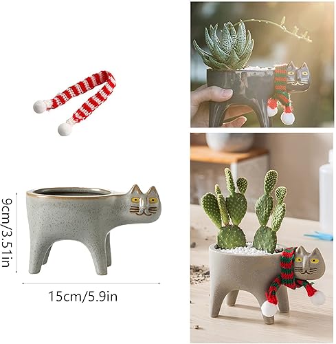 Miniatura 7 de Macetero para gatos, maceta para suculentas, macetas de cerámica, macetas de animales para plantas de interior para decoración de interiores del