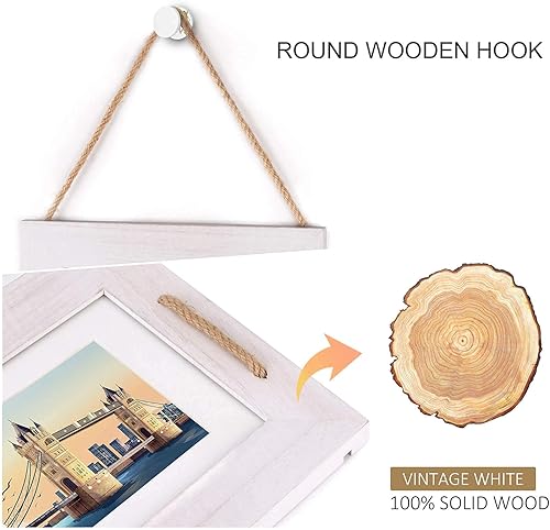 Miniatura 4 de DLQuarts Marcos de fotos colgantes de 5 x 7 pulgadas, decoración de pared, juego de marcos de fotos de 4 aperturas, 3.5 x 5 con paspartú o 5 x 7 sin