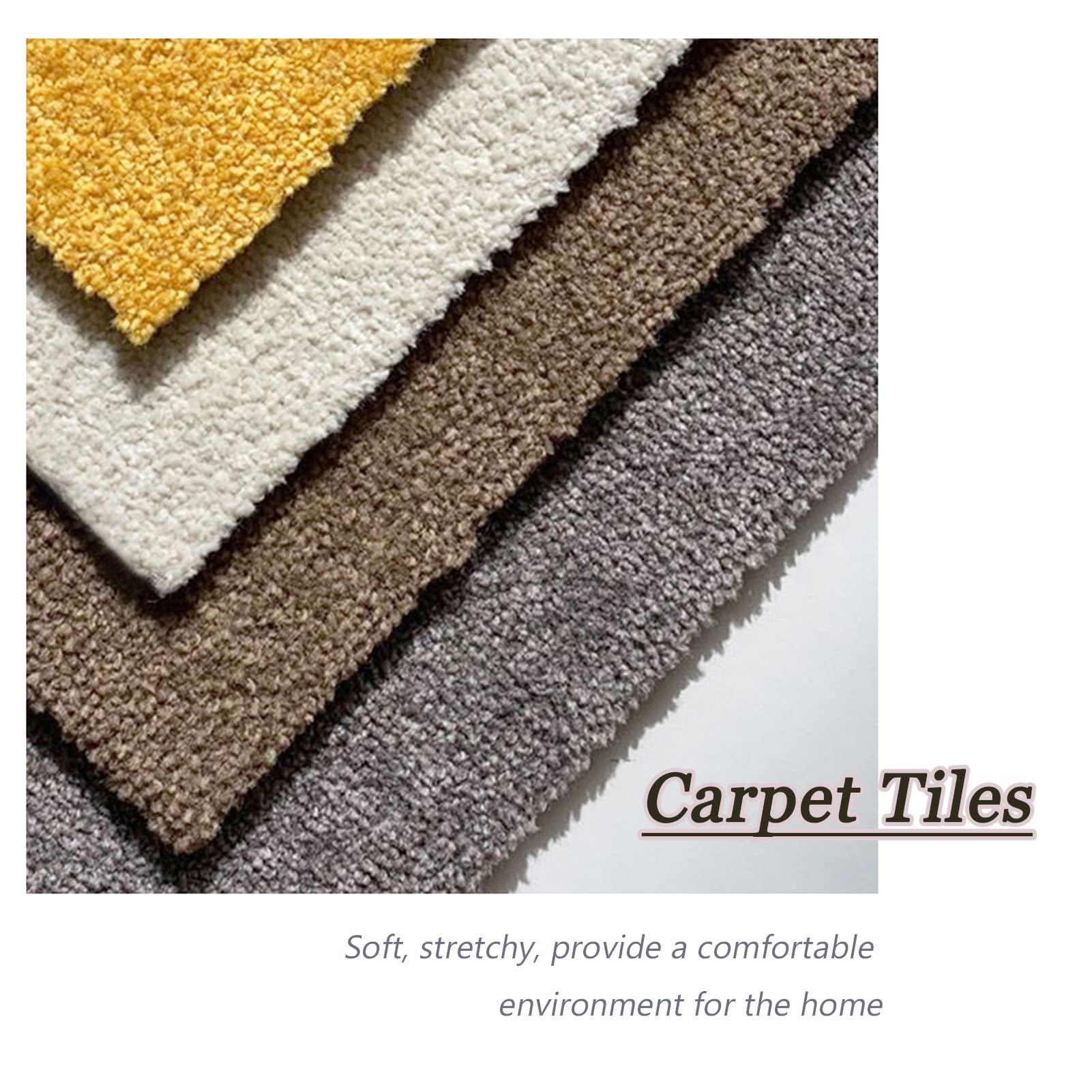IBOWZ Moquette agugliata Tappetini autoadesivi da 50,8 x 50,8 cm per Pavimenti Lisci, Morbidi, con riduzione del Rumore, stacca e incolla, Lavabili, tappetini per Interni 10 Pezzi