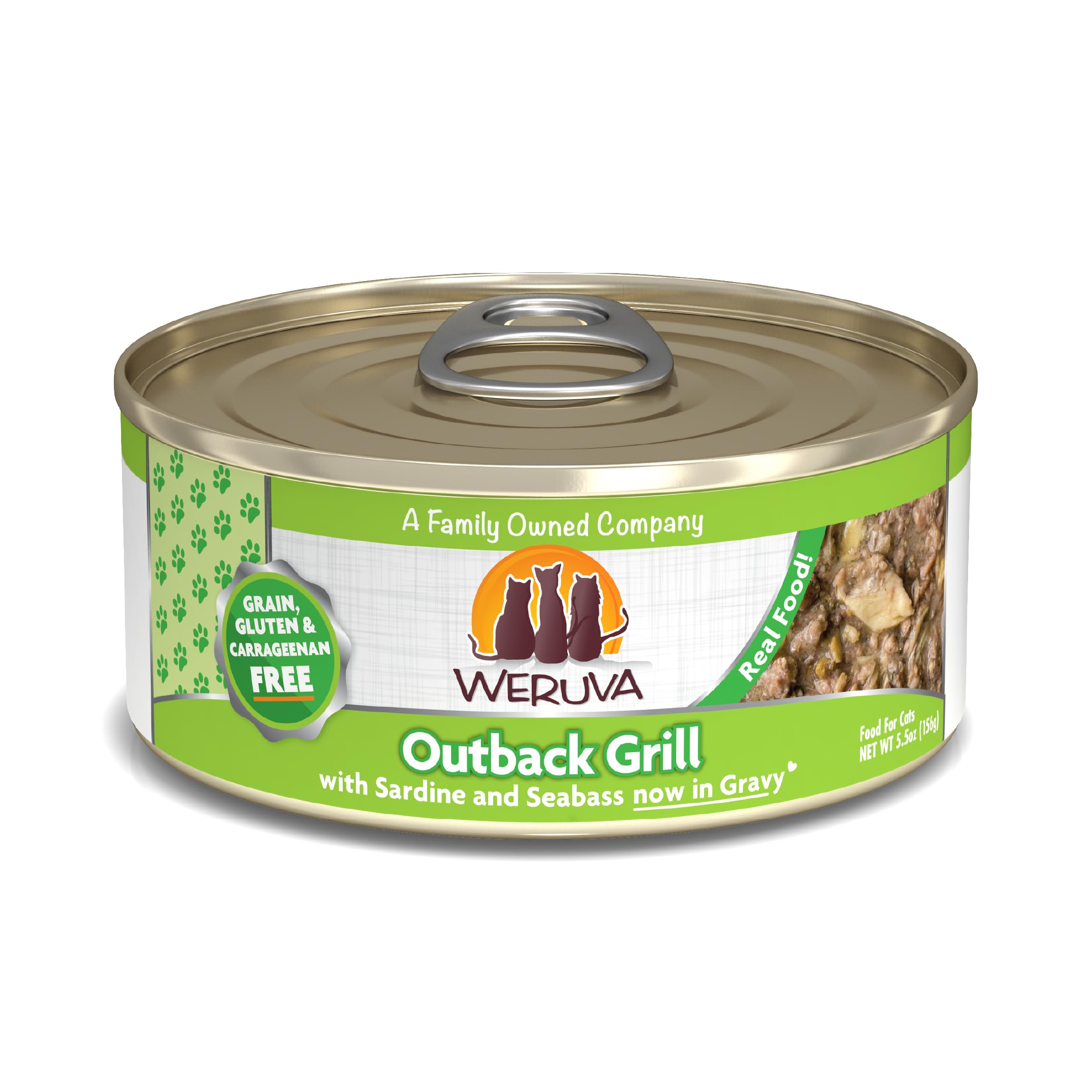 Weruva Classic Cat Food, Outback Grill with Sardine & Seabass in Gravy, 5.5oz Can (Pack of 24)