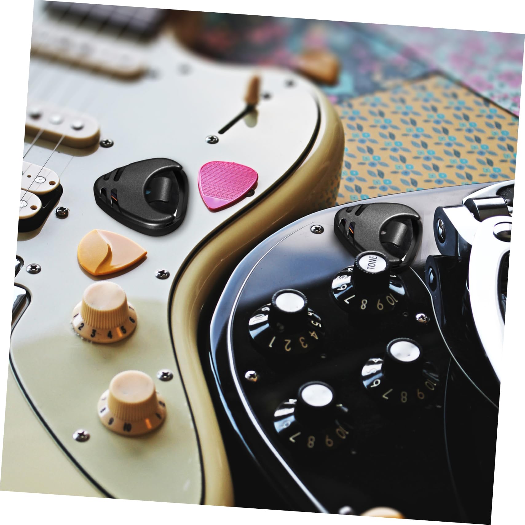 Kisangel Guitar Pick Holder Self Adhesive Lightweight Storage for Guitar Picks Spring Loaded Design Portable and Protective Accessory for Musicians and Guitar Enthusiasts